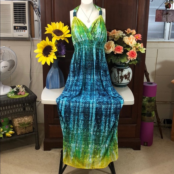 JohnPaulRichard Dresses & Skirts - 🏆JOHNPAULRICHARD BOHO STRETCH Tie-Dye Beaded MAXI